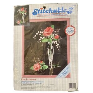Dimensions‎ Stitchables Rose Perfection Crewel Kit 72148 8x10 Frame 1993 VTG